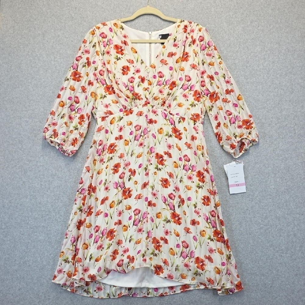 Maison Tara Floral High Low Dress - Pink and Orange